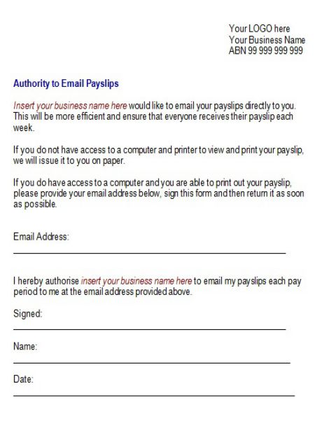 Authority to Email Payslips
