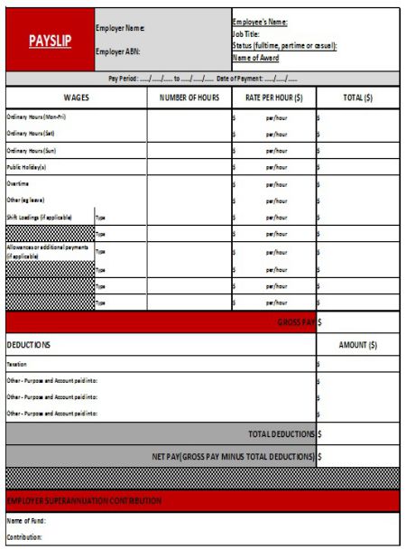 pay slip template Excel
