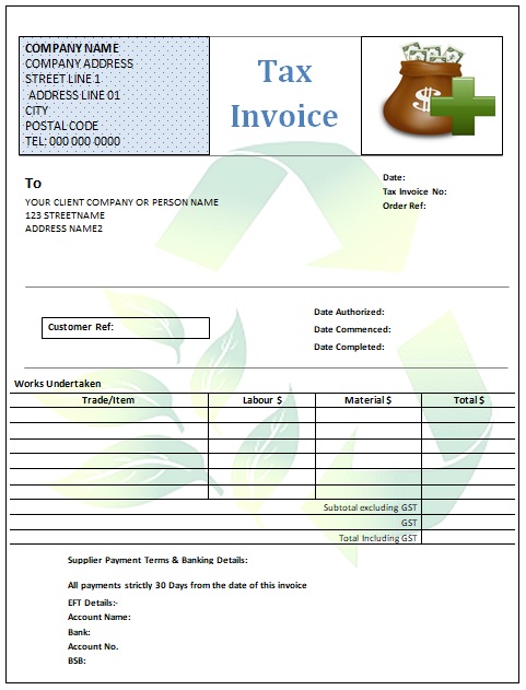 Get Free Tax Invoice Template Australia Download Gif