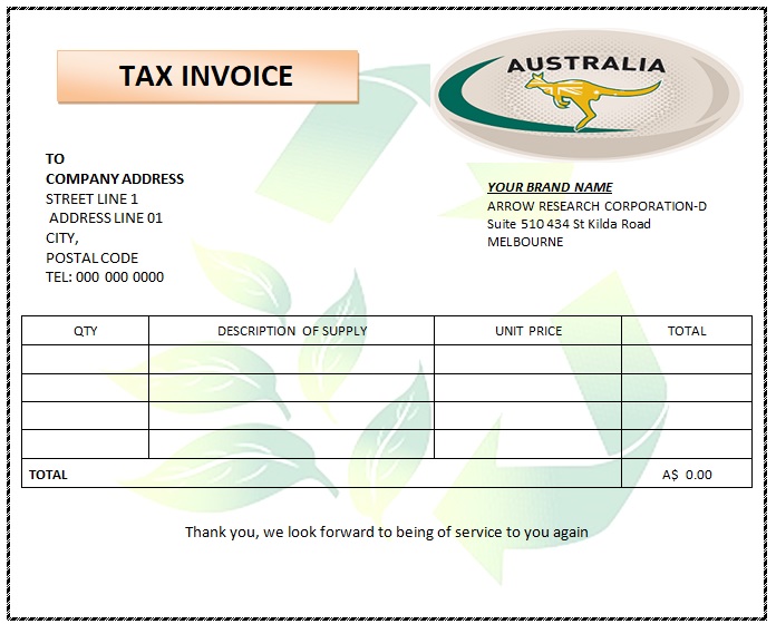 Australia Tax Invoice Templates 25 Free Printable Designs All Down Under